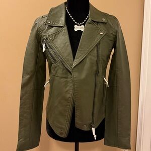 New Blank NYC Olive Green faux Leather Jacket